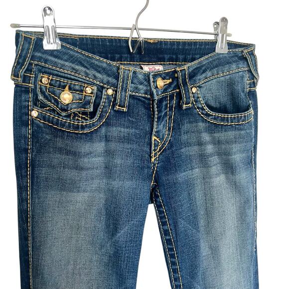 True Religion Women's Y2K Embellished Gold Label Low Rise Jeans Medium Wash 27 - Picture 4 of 9